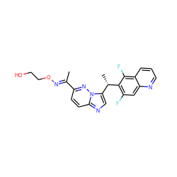 C/C(=N\OCCO)c1ccc2ncc([C@H](C)c3c(F)cc4ncccc4c3F)n2n1 ZINC000096170388