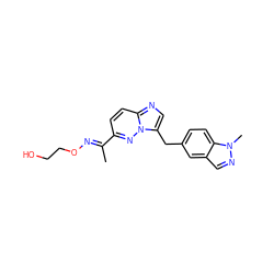 C/C(=N\OCCO)c1ccc2ncc(Cc3ccc4c(cnn4C)c3)n2n1 ZINC000096170314