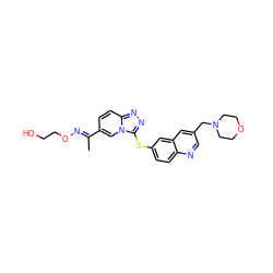 C/C(=N\OCCO)c1ccc2nnc(Sc3ccc4ncc(CN5CCOCC5)cc4c3)n2c1 ZINC000219863155