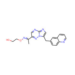 C/C(=N\OCCO)c1cnc2ncc(Cc3ccc4ncccc4c3)n2n1 ZINC000096170386