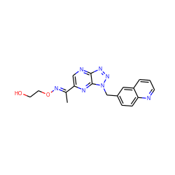 C/C(=N\OCCO)c1cnc2nnn(Cc3ccc4ncccc4c3)c2n1 ZINC000068248547