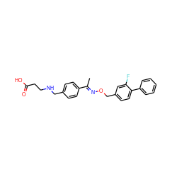 C/C(=N\OCc1ccc(-c2ccccc2)c(F)c1)c1ccc(CNCCC(=O)O)cc1 ZINC000095588608