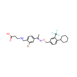 C/C(=N\OCc1ccc(C2CCCCC2)c(C(F)(F)F)c1)c1ccc(CNCCC(=O)O)c(Br)c1 ZINC000095590321