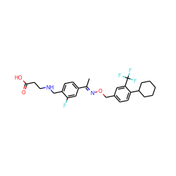 C/C(=N\OCc1ccc(C2CCCCC2)c(C(F)(F)F)c1)c1ccc(CNCCC(=O)O)c(F)c1 ZINC000095589878