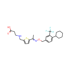 C/C(=N\OCc1ccc(C2CCCCC2)c(C(F)(F)F)c1)c1ccc(CNCCC(=O)O)s1 ZINC000095591790