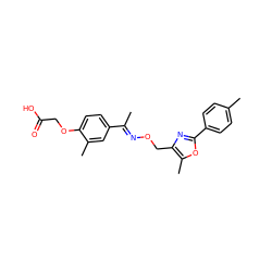 C/C(=N\OCc1nc(-c2ccc(C)cc2)oc1C)c1ccc(OCC(=O)O)c(C)c1 ZINC000066166629