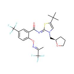 C/C(=N\Oc1ccc(C(F)(F)F)cc1C(=O)/N=c1\sc(C(C)(C)C)cn1C[C@H]1CCCO1)C(F)(F)F ZINC000168367241