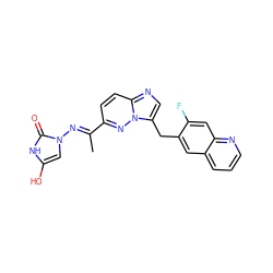 C/C(=N\n1cc(O)[nH]c1=O)c1ccc2ncc(Cc3cc4cccnc4cc3F)n2n1 ZINC000169694201