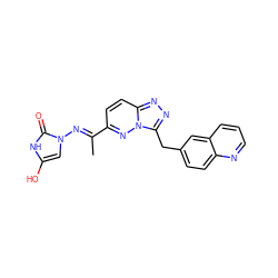 C/C(=N\n1cc(O)[nH]c1=O)c1ccc2nnc(Cc3ccc4ncccc4c3)n2n1 ZINC000169694209