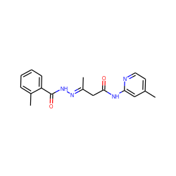 C/C(CC(=O)Nc1cc(C)ccn1)=N\NC(=O)c1ccccc1C ZINC000004697902