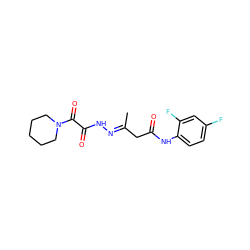 C/C(CC(=O)Nc1ccc(F)cc1F)=N\NC(=O)C(=O)N1CCCCC1 ZINC000100059392