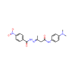 C/C(CC(=O)Nc1ccc(N(C)C)cc1)=N\NC(=O)c1ccc([N+](=O)[O-])cc1 ZINC000100523001