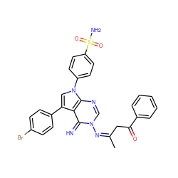 C/C(CC(=O)c1ccccc1)=N/n1cnc2c(c(-c3ccc(Br)cc3)cn2-c2ccc(S(N)(=O)=O)cc2)c1=N ZINC000169325601