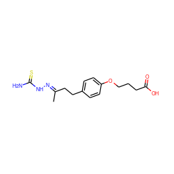 C/C(CCc1ccc(OCCCC(=O)O)cc1)=N\NC(N)=S ZINC000299858877