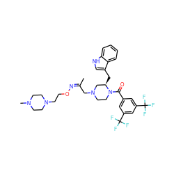 C/C(CN1CCN(C(=O)c2cc(C(F)(F)F)cc(C(F)(F)F)c2)[C@H](Cc2c[nH]c3ccccc23)C1)=N/OCCN1CCN(C)CC1 ZINC000028570618