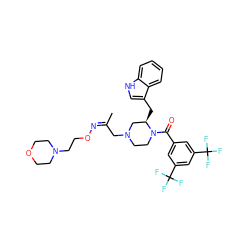 C/C(CN1CCN(C(=O)c2cc(C(F)(F)F)cc(C(F)(F)F)c2)[C@H](Cc2c[nH]c3ccccc23)C1)=N/OCCN1CCOCC1 ZINC000028569539