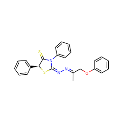 C/C(COc1ccccc1)=N\N=C1\S[C@@H](c2ccccc2)C(=S)N1c1ccccc1 ZINC000095572096