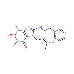 C/C(Cl)=C\Cn1c(NCCc2ccccc2)nc2c1c(=O)n(C)c(=O)n2C ZINC000012378393