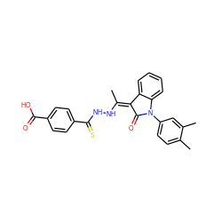 C/C(NNC(=S)c1ccc(C(=O)O)cc1)=C1/C(=O)N(c2ccc(C)c(C)c2)c2ccccc21 ZINC000058583861