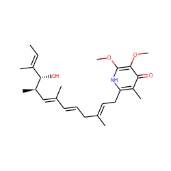 C/C=C(\C)[C@H](O)[C@H](C)/C=C(C)/C=C/C/C(C)=C/Cc1[nH]c(OC)c(OC)c(=O)c1C ZINC000014655907