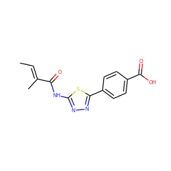 C/C=C(\C)C(=O)Nc1nnc(-c2ccc(C(=O)O)cc2)s1 ZINC000084741904