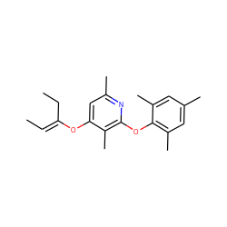 C/C=C(\CC)Oc1cc(C)nc(Oc2c(C)cc(C)cc2C)c1C ZINC000014975021