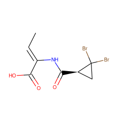 C/C=C(\NC(=O)[C@@H]1CC1(Br)Br)C(=O)O ZINC000026026784