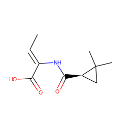 C/C=C(\NC(=O)[C@@H]1CC1(C)C)C(=O)O ZINC000026026190