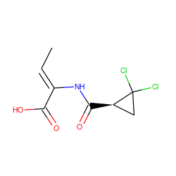 C/C=C(\NC(=O)[C@@H]1CC1(Cl)Cl)C(=O)O ZINC000026026799