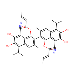 C/C=C/C(=O)Oc1c(-c2c(C)cc3c(C(C)C)c(O)c(O)c(C#N)c3c2OC(=O)/C=C/C)c(C)cc2c(C(C)C)c(O)c(O)c(C#N)c12 ZINC000026979765