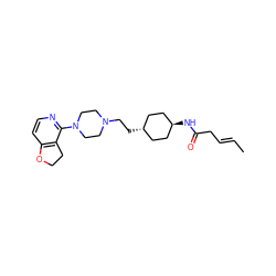 C/C=C/CC(=O)N[C@H]1CC[C@H](CCN2CCN(c3nccc4c3CCO4)CC2)CC1 ZINC000261130510