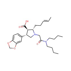 C/C=C/CC[C@H]1[C@H](C(=O)O)[C@@H](c2ccc3c(c2)OCO3)CN1CC(=O)N(CCCC)CCCC ZINC000013780890