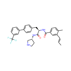 C/C=C/c1cc(C(=O)N[C@H](Cc2ccc(-c3cccc(C(F)(F)F)c3)cc2)C(=O)N[C@@H]2CCNC2)ccc1C ZINC000299831289