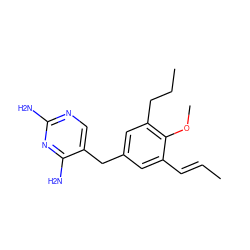 C/C=C/c1cc(Cc2cnc(N)nc2N)cc(CCC)c1OC ZINC000029565937