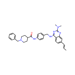 C/C=C/c1ccc2c(NCc3ccc(NC(=O)C4CCN(Cc5ccccc5)CC4)cc3)nc(N(C)C)nc2c1 ZINC000141979522