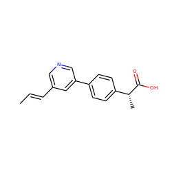 C/C=C/c1cncc(-c2ccc([C@@H](C)C(=O)O)cc2)c1 ZINC000026837376