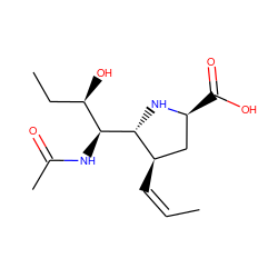 C/C=C\[C@@H]1C[C@H](C(=O)O)N[C@H]1[C@@H](NC(C)=O)[C@H](O)CC ZINC000029040222