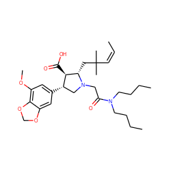 C/C=C\C(C)(C)C[C@H]1[C@H](C(=O)O)[C@@H](c2cc(OC)c3c(c2)OCO3)CN1CC(=O)N(CCCC)CCCC ZINC000026971123