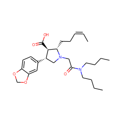 C/C=C\CC[C@H]1[C@H](C(=O)O)[C@@H](c2ccc3c(c2)OCO3)CN1CC(=O)N(CCCC)CCCC ZINC000013780891