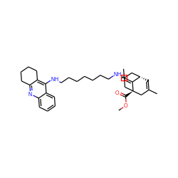 C/C=C1\[C@H]2C=C(C)C[C@]1(C(=O)OC)C[C@@H](NCCCCCCCNc1c3c(nc4ccccc14)CCCC3)C2 ZINC000034774021