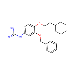 C/N=C(/N)Nc1ccc(OCCC2CCCCC2)c(OCc2ccccc2)c1 ZINC000028020713