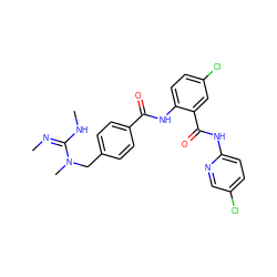 C/N=C(/NC)N(C)Cc1ccc(C(=O)Nc2ccc(Cl)cc2C(=O)Nc2ccc(Cl)cn2)cc1 ZINC000028099302