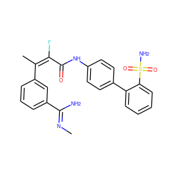 C/N=C(\N)c1cccc(/C(C)=C(/F)C(=O)Nc2ccc(-c3ccccc3S(N)(=O)=O)cc2)c1 ZINC000013487201