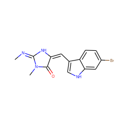 C/N=C1/N/C(=C/c2c[nH]c3cc(Br)ccc23)C(=O)N1C ZINC000096937893