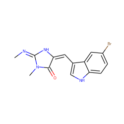 C/N=C1/N/C(=C/c2c[nH]c3ccc(Br)cc23)C(=O)N1C ZINC000096937892