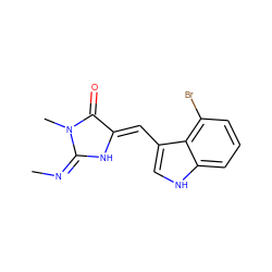 C/N=C1/N/C(=C\c2c[nH]c3cccc(Br)c23)C(=O)N1C ZINC000084689510