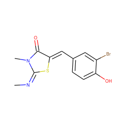 C/N=C1/S/C(=C\c2ccc(O)c(Br)c2)C(=O)N1C ZINC000101167531