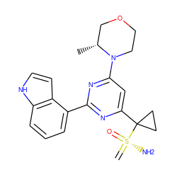 C=[S@@](N)(=O)C1(c2cc(N3CCOC[C@H]3C)nc(-c3cccc4[nH]ccc34)n2)CC1 ZINC000169694608