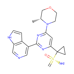 C=[S@@](N)(=O)C1(c2cc(N3CCOC[C@H]3C)nc(-c3cncc4[nH]ccc34)n2)CC1 ZINC000169694614