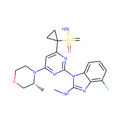 C=[S@@](N)(=O)C1(c2cc(N3CCOC[C@H]3C)nc(-n3c(NC)nc4c(F)cccc43)n2)CC1 ZINC000169694612